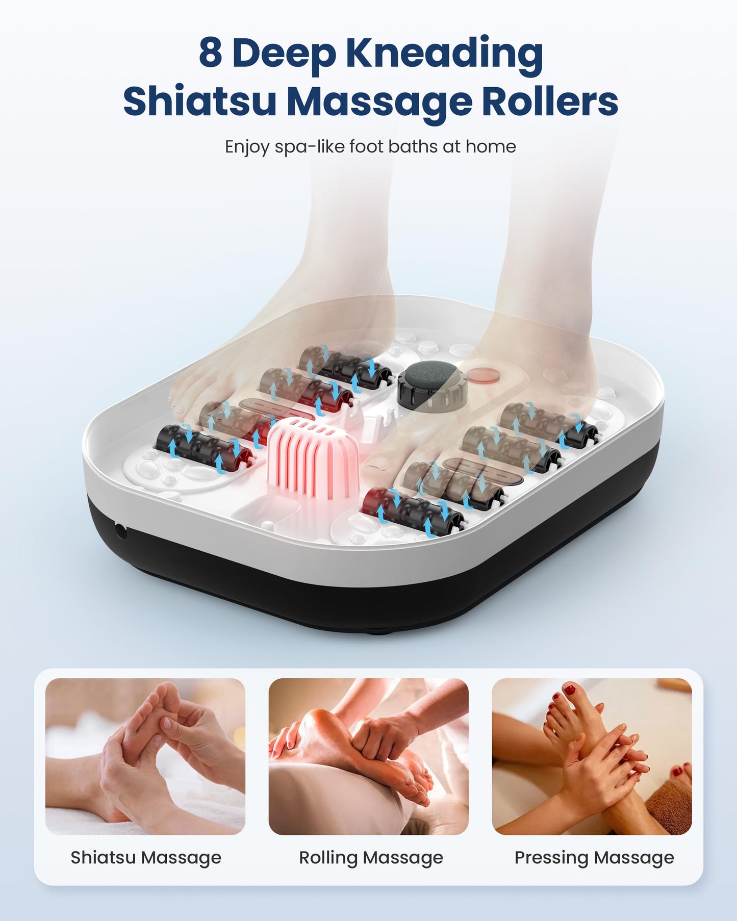 Side view of Comfier foot spa collapsed for storage