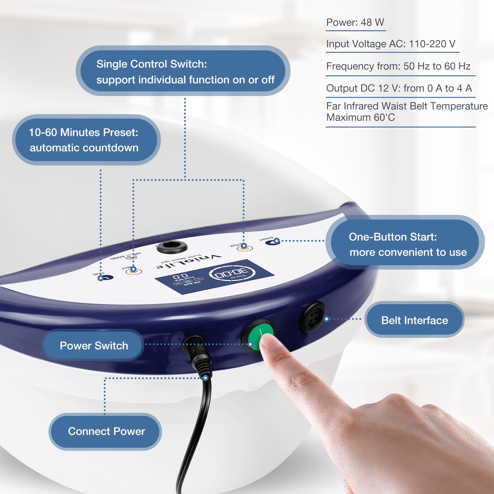 VnioLife foot spa basin with ionic arrays and liners