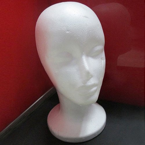 Bottom view of lightweight foam mannequin head highlighting the one inch clamp hole connection