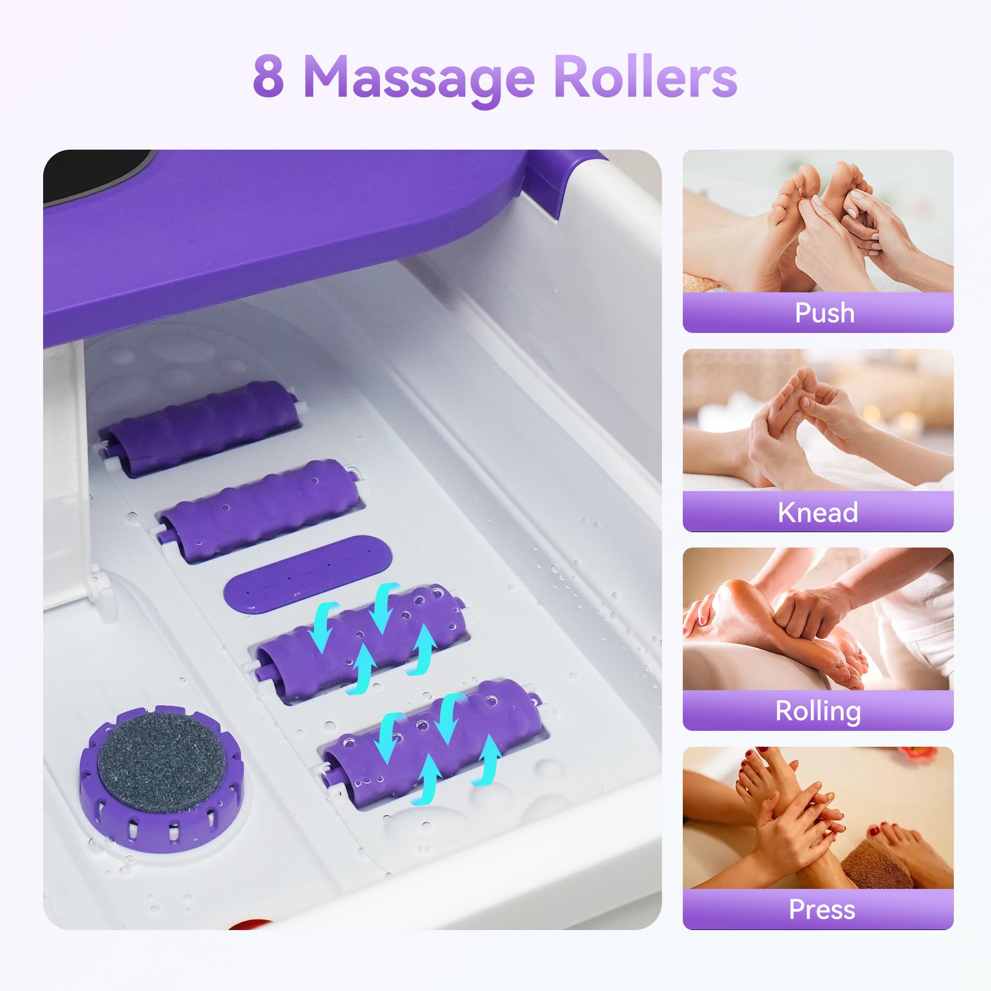 Side view of foldable Cupilo foot spa tub showing storage thickness