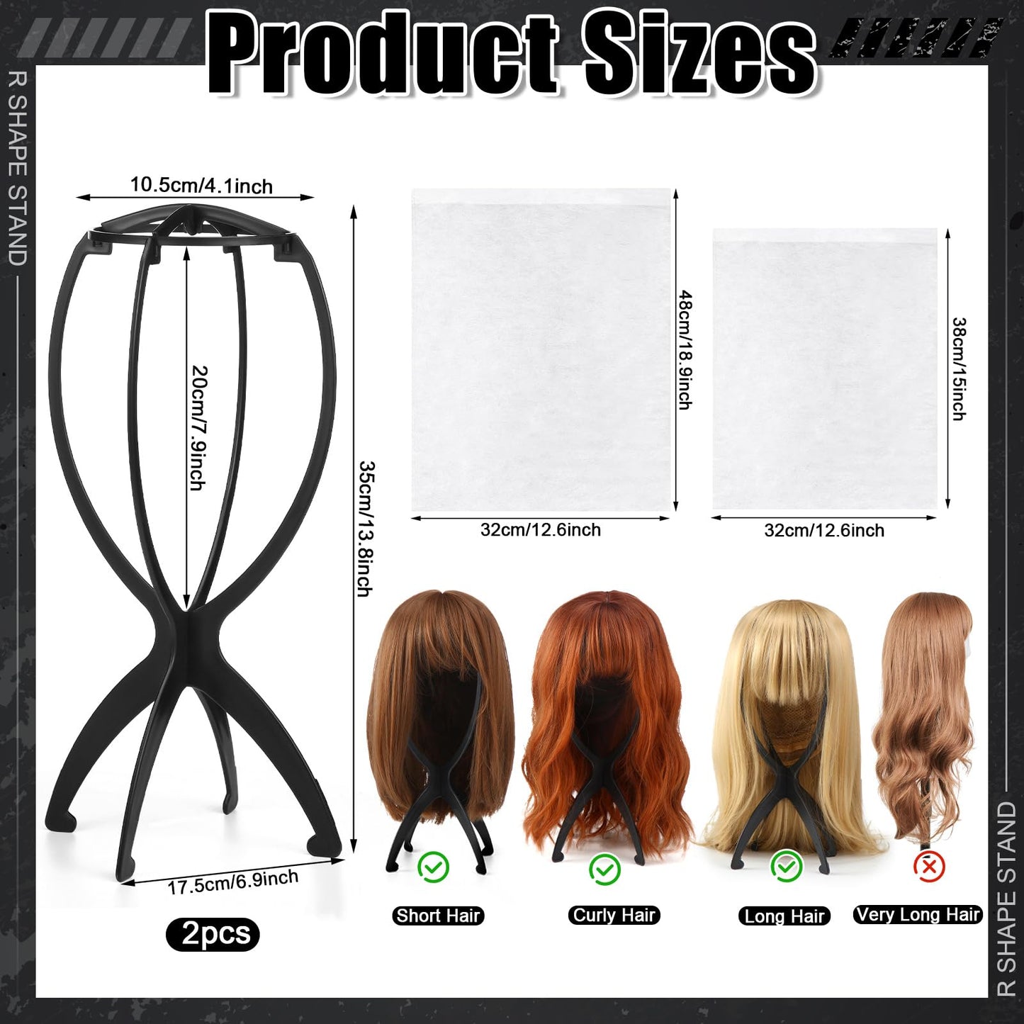 Assembled ProSuites wig head stand for multiple wigs