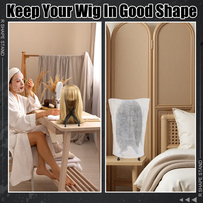 Side profile of ProSuites foldable wig holder stand
