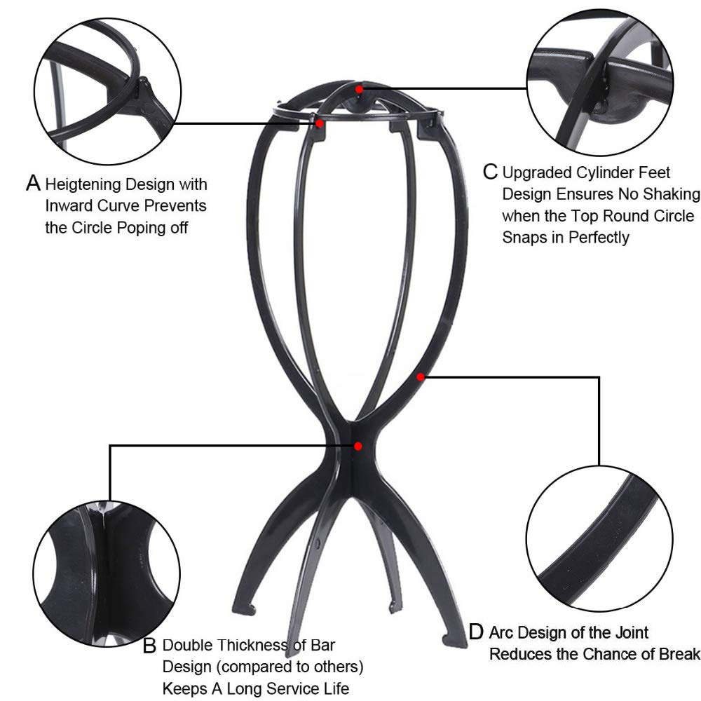 Collapsible wig holder components disassembled flat for travel packing convenience