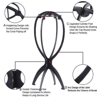 Collapsible wig holder components disassembled flat for travel packing convenience