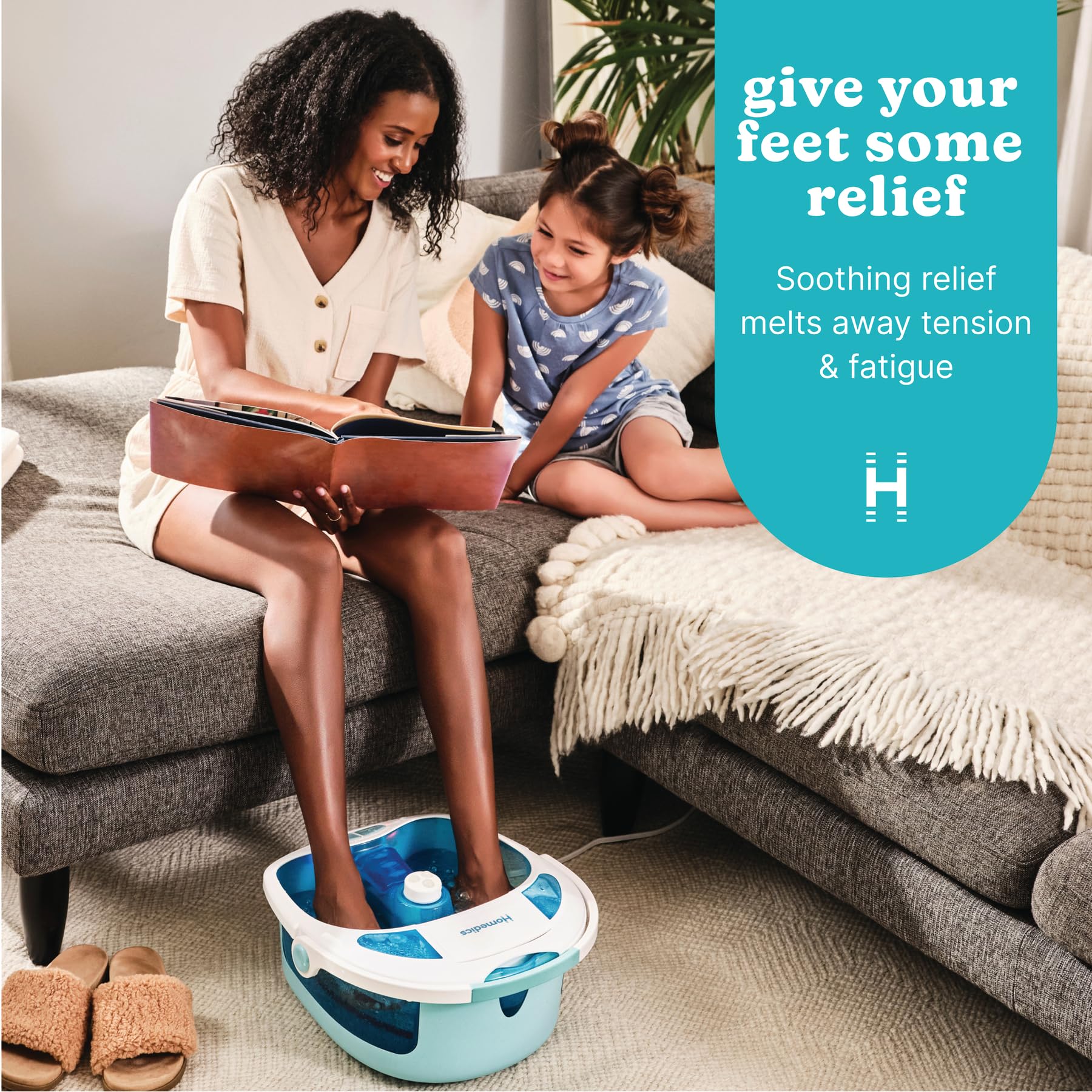 Homedics foot spa with pedicure attachments displayed