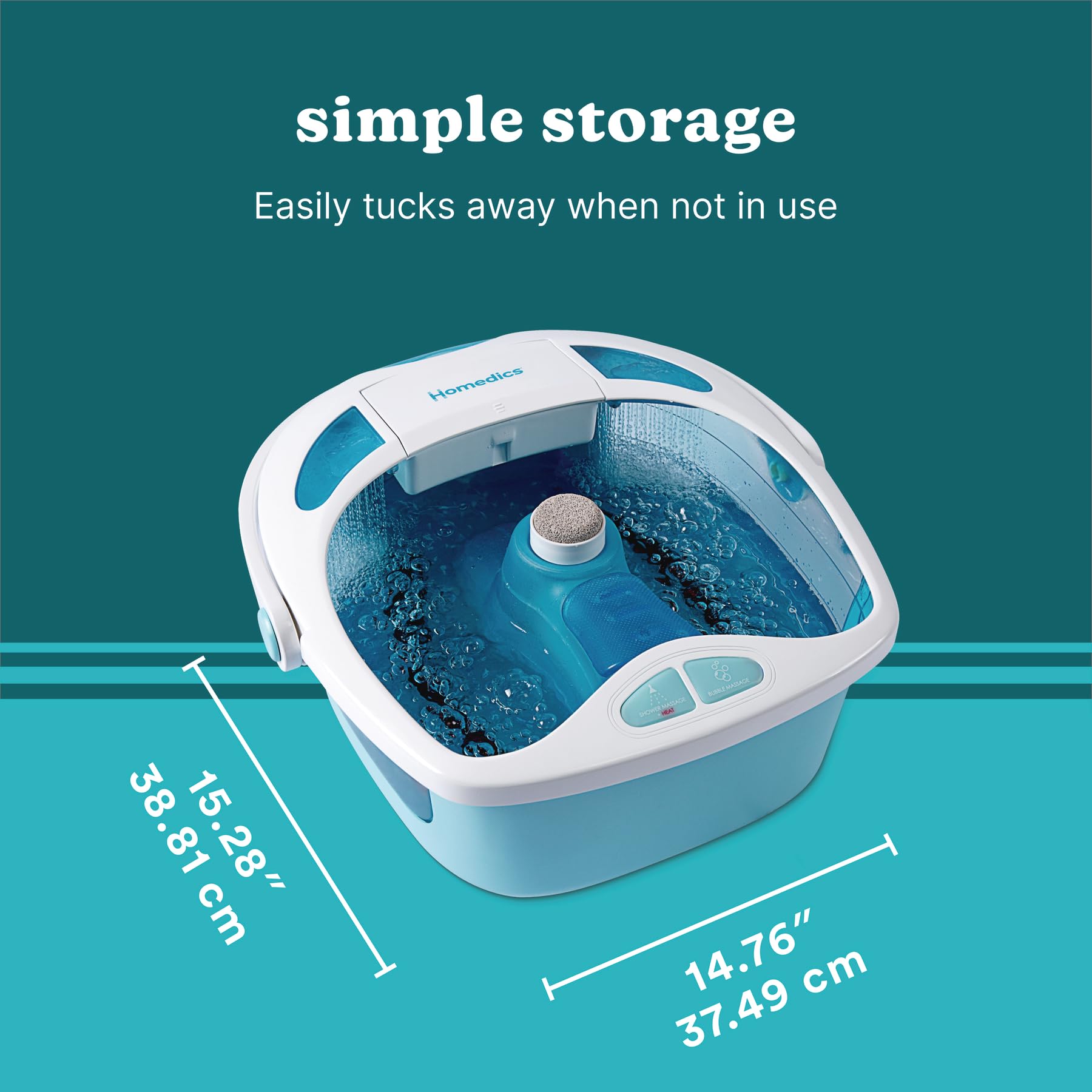 Homedics Shower Bliss spa showing massage roller attachment