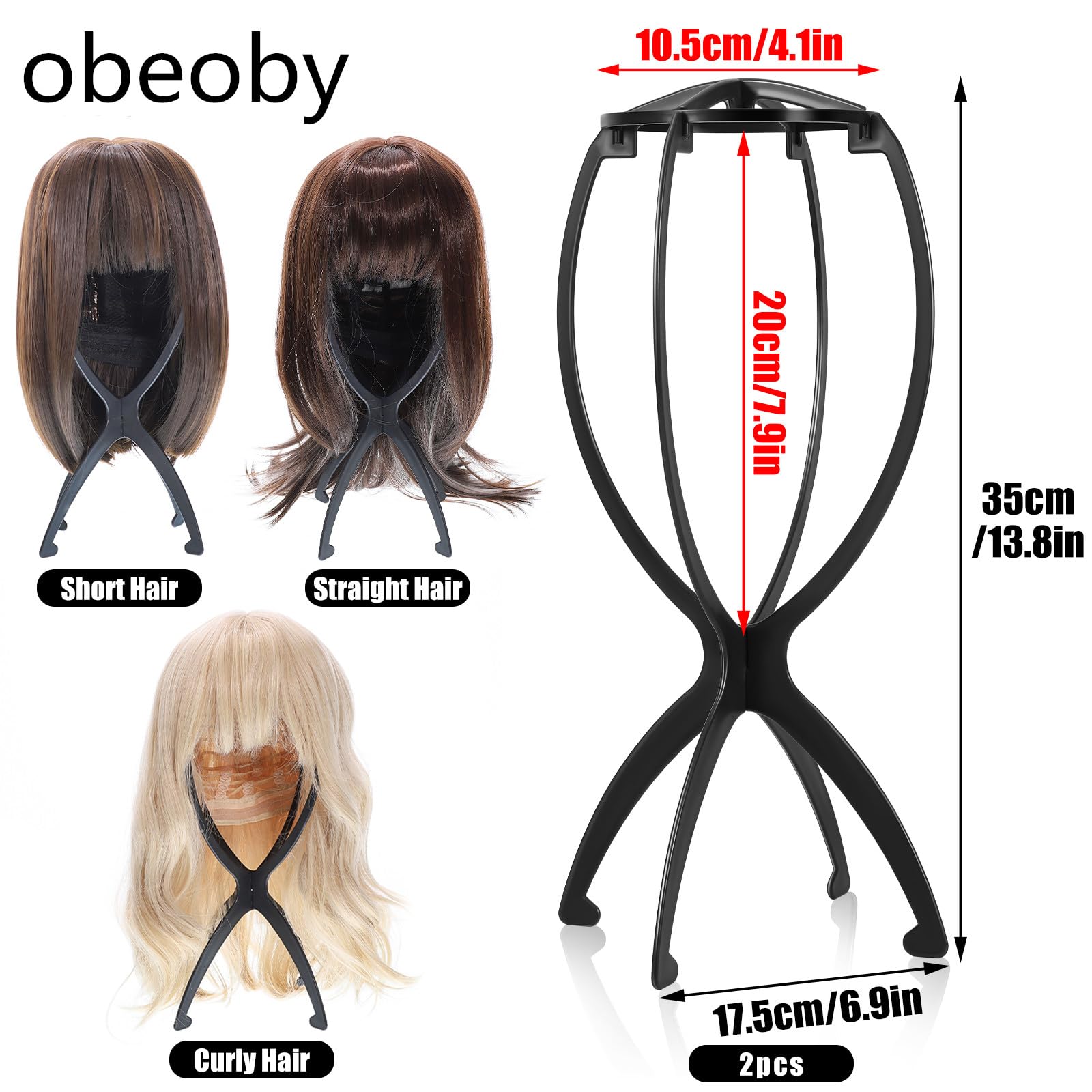 Obeoby wig stand disassembled for travel storage