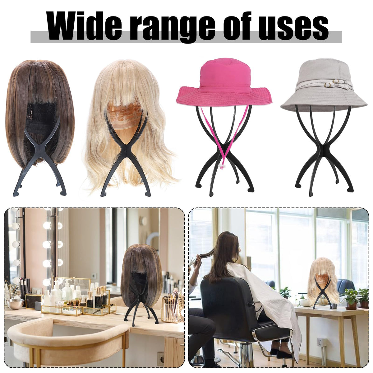Two Obeoby wig stands displayed side by side