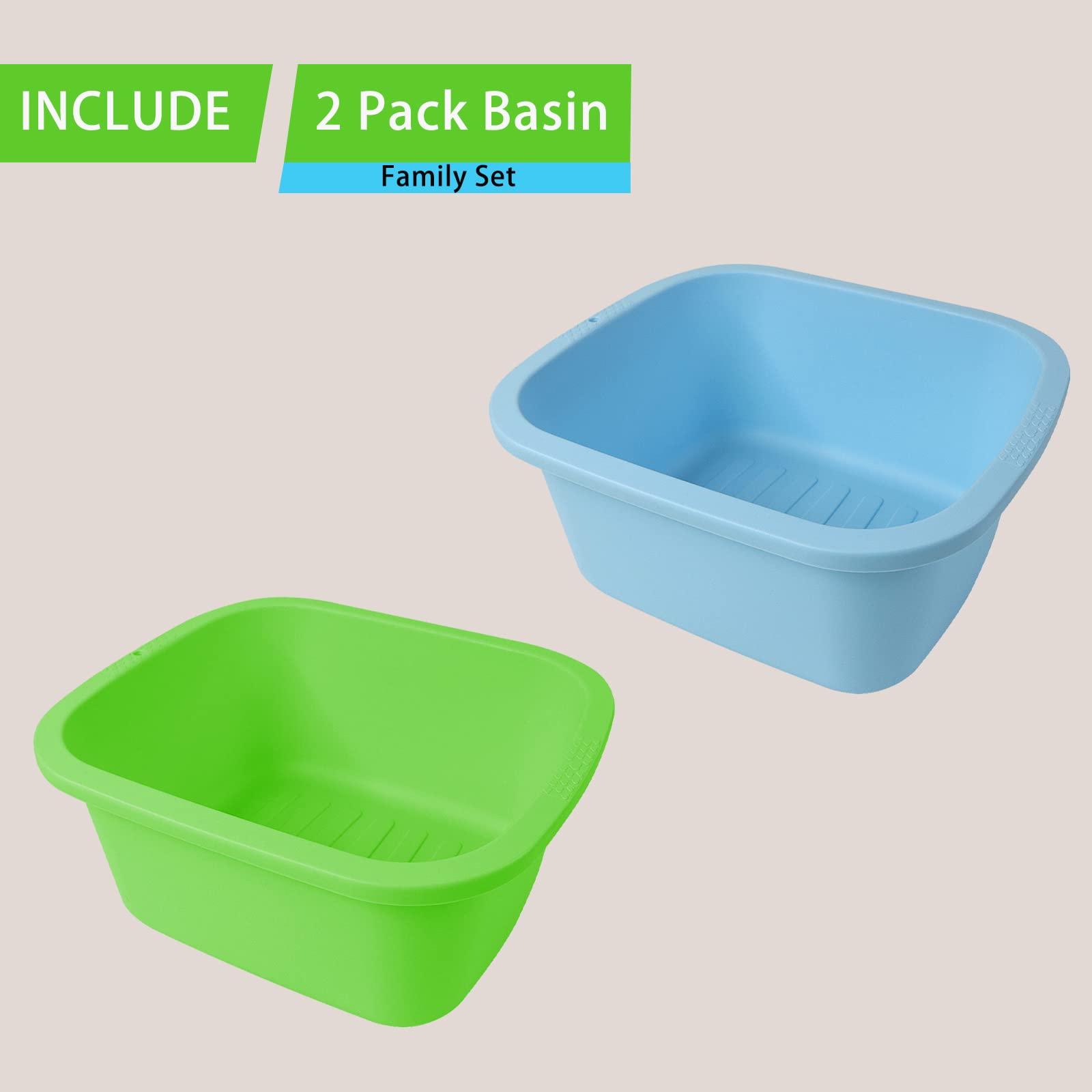 Two pack green and blue foot massage tubs for home spa