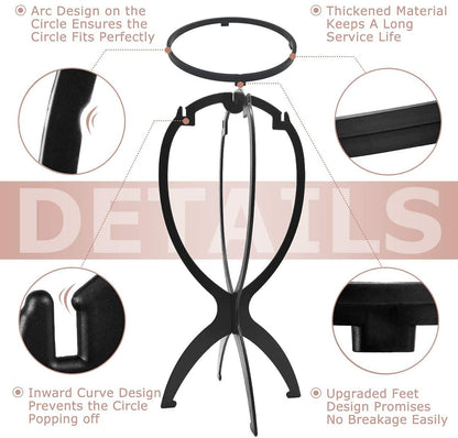 Dreamlover travel wig stand showing the interlocking base mechanism close up.