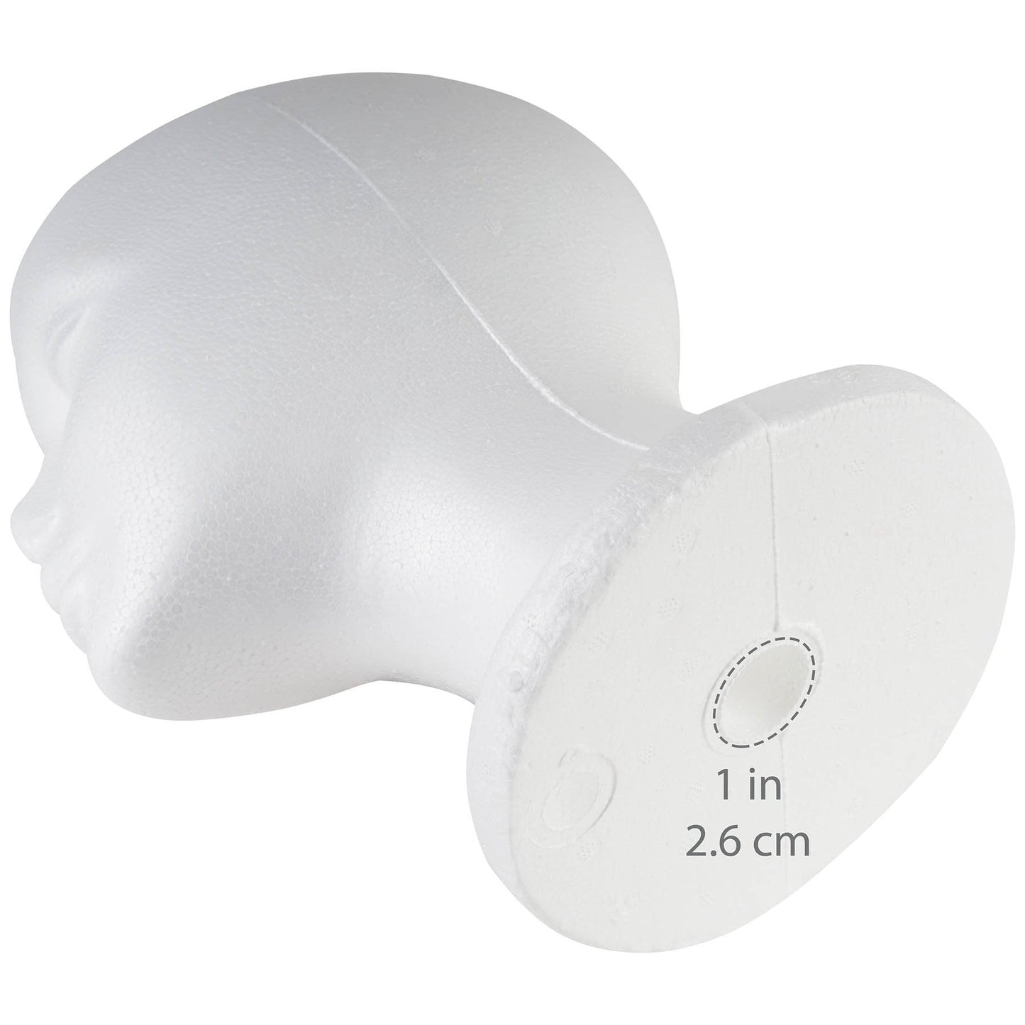 Shany foam mannequin head showing the round base design