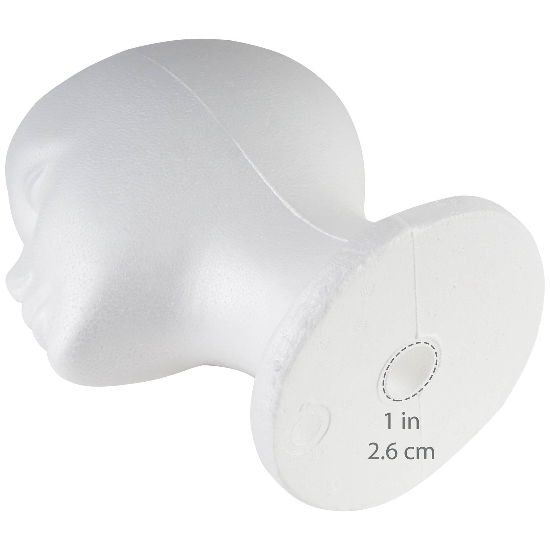 Shany foam mannequin head showing the round base design