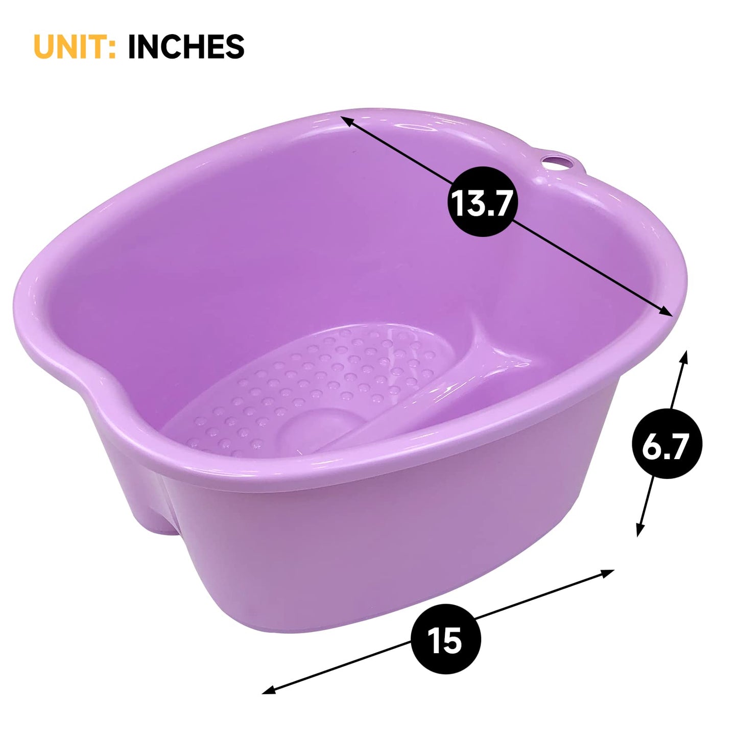 Extra large foot bath basin showing fit for large feet