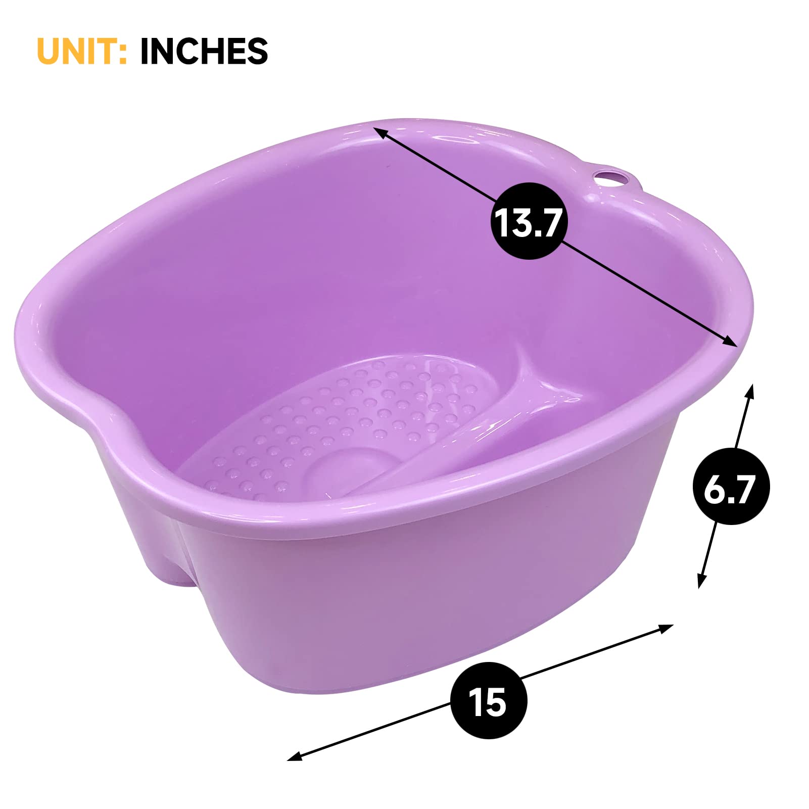 Extra large foot bath basin showing fit for large feet