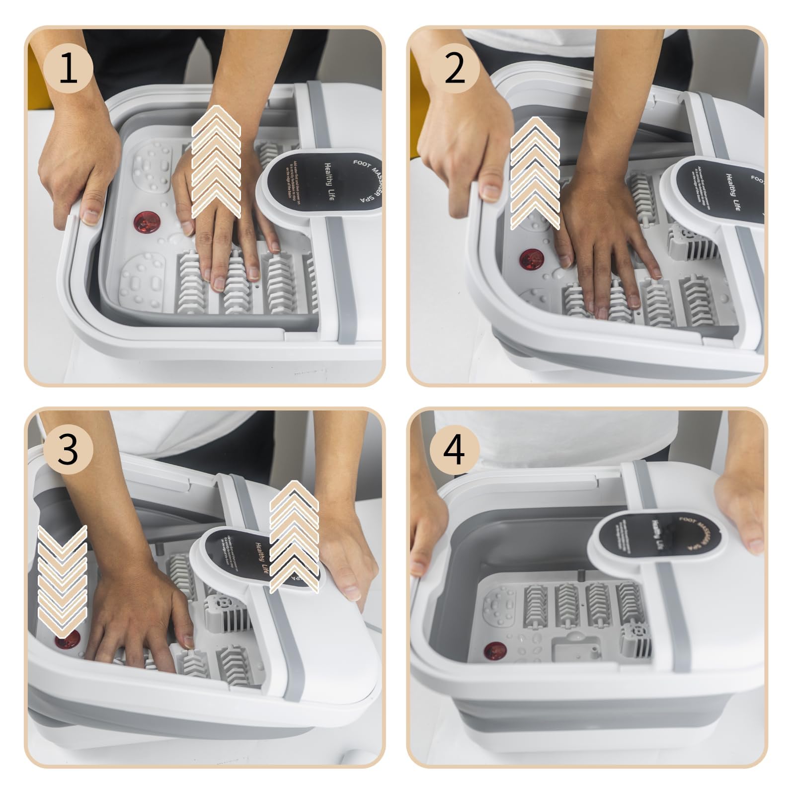 Close up of the 8 manual massage rollers in teepten foot spa