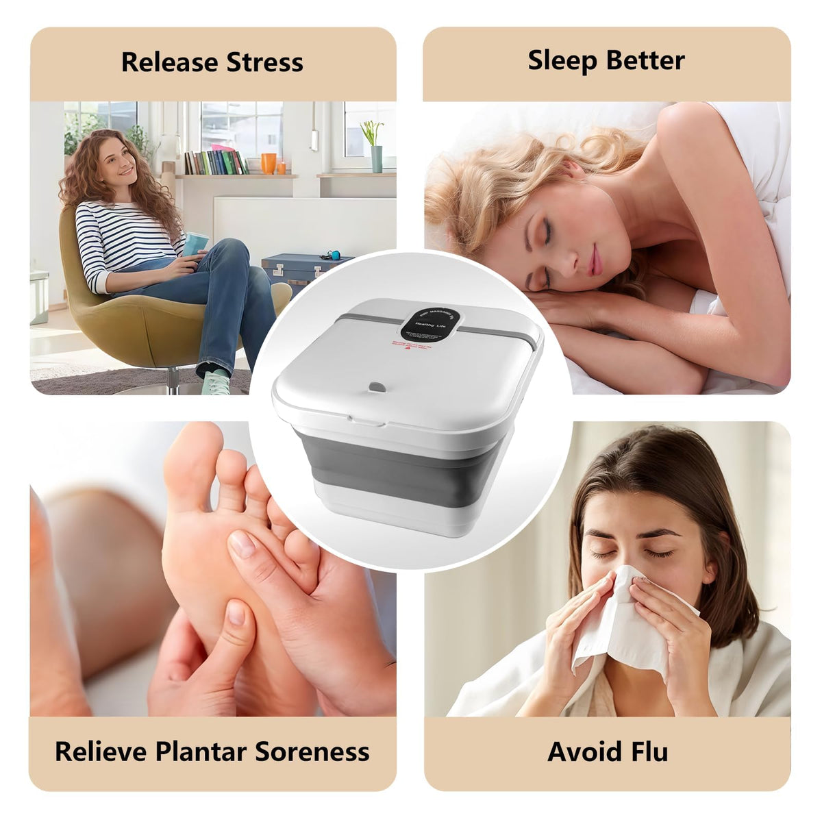 Teepten foot spa massager with lid for storage