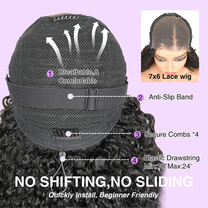 Tahikie glueless lace wig package contents including adjustable bands and combs.