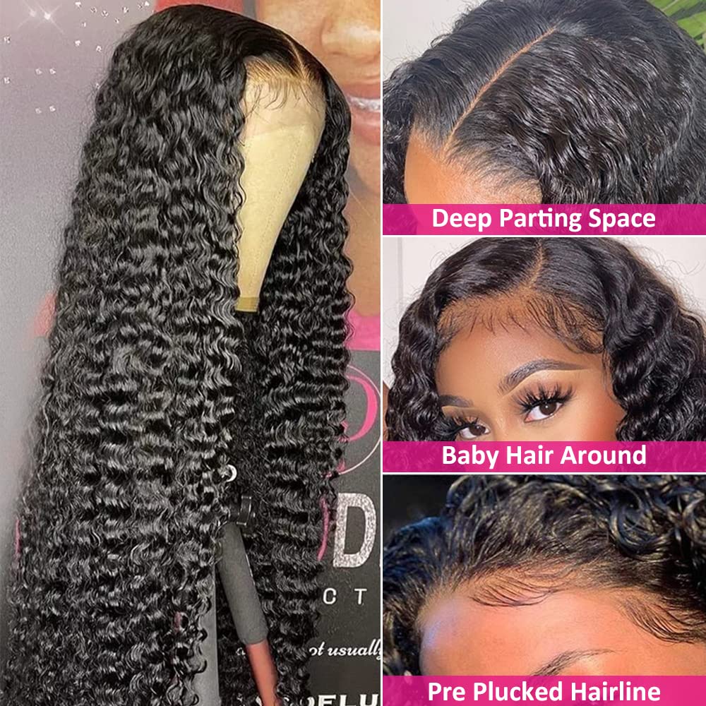 Close up view of FIRIEYA 4X4 HD transparent lace closure showing the pre plucked hairline
