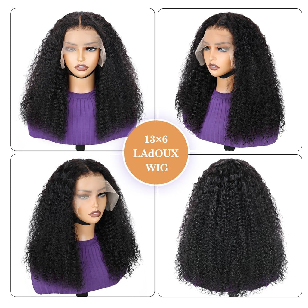 Detailed texture look of the unprocessed Brazilian virgin human hair coils on the 20 inch unit
