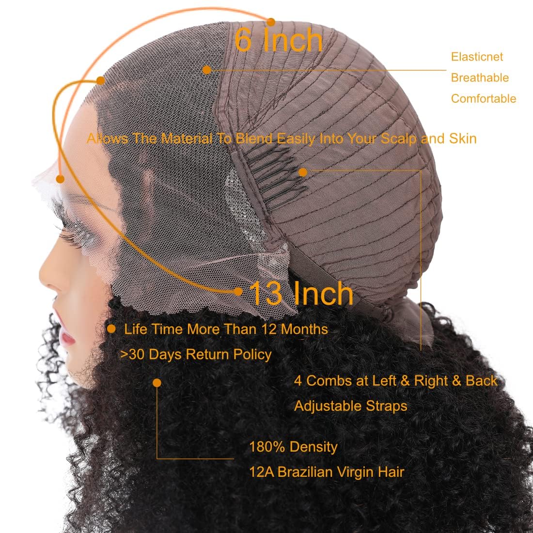Natural parting space demonstrated on the 13x6 HD frontal section of the Ladoux wig