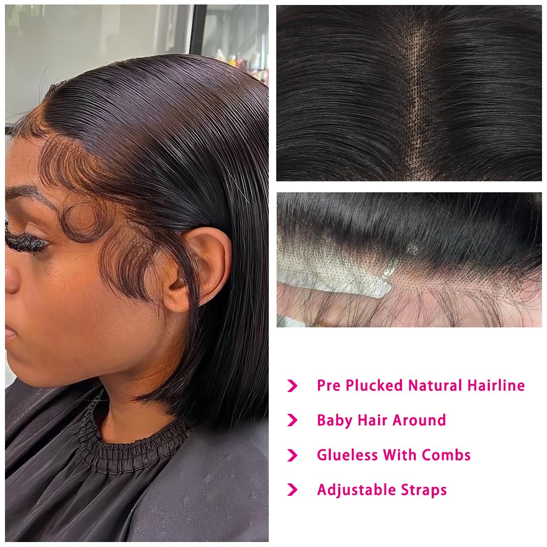 Close up of the 13x4 HD transparent lace frontal on a mannequin showcasing the pre plucked hairline