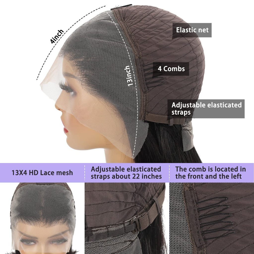 Kerberey glueless human hair bob wig showing internal cap construction with adjustable bands and combs