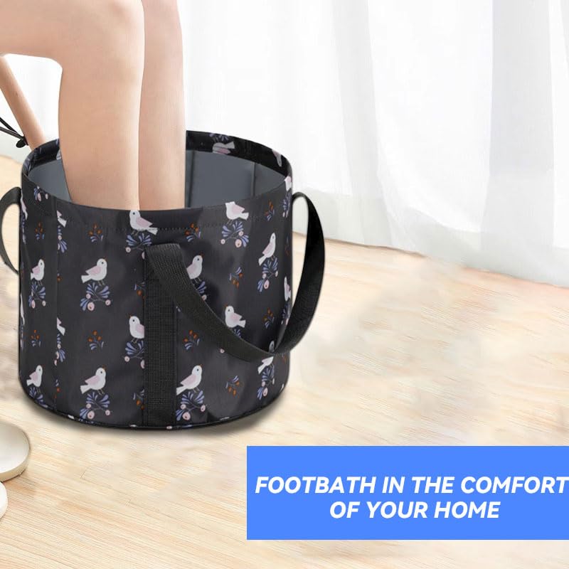 Person using portable foot spa bucket for pedicures