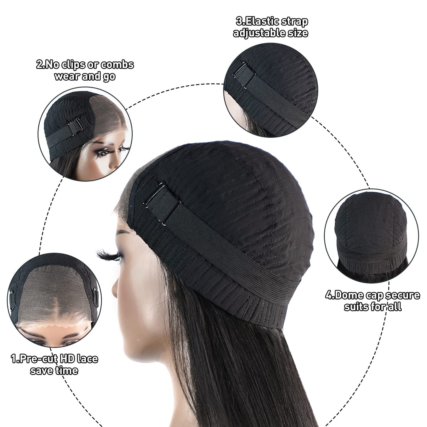 Sdeycui 6x4 invisible HD transparent lace closure structure inside the breathable wig cap