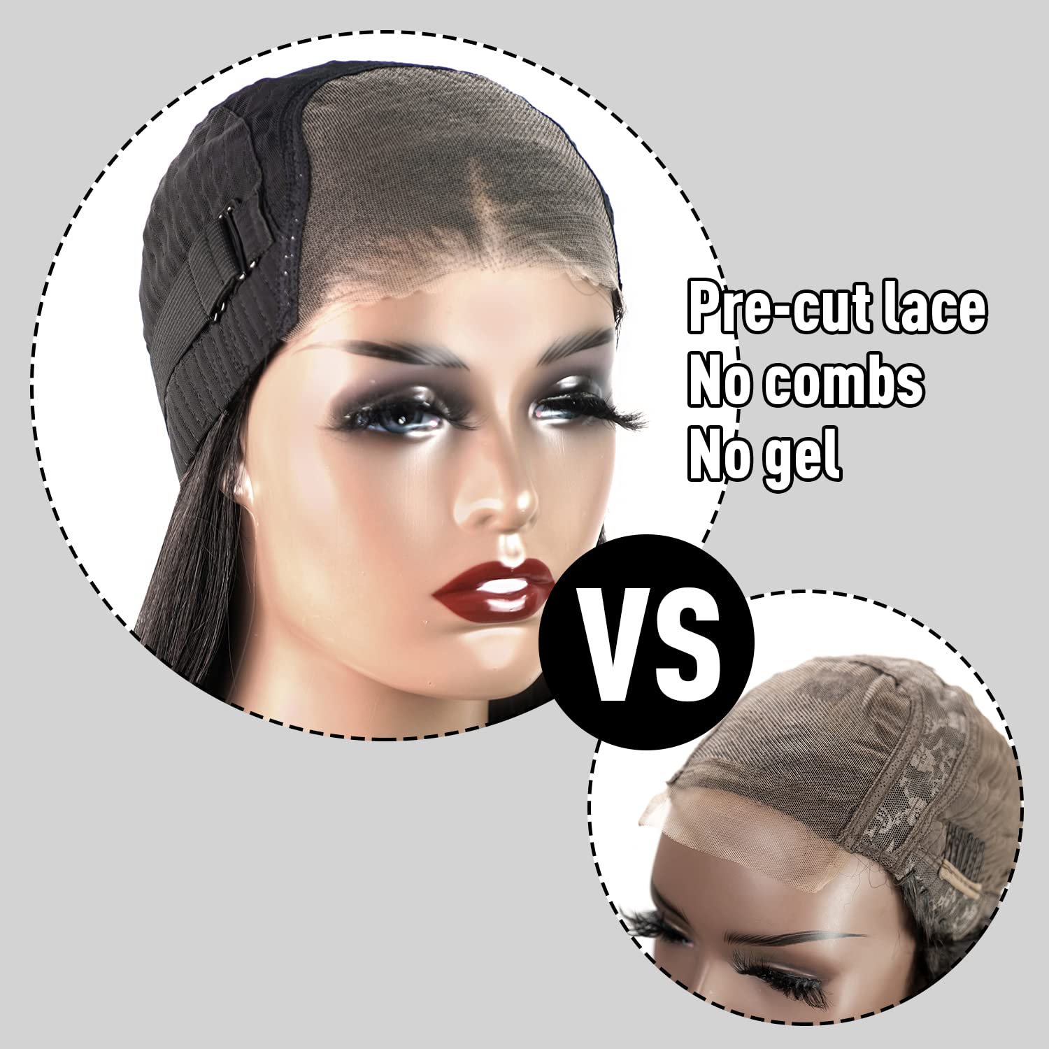 Sdeycui beginner friendly glueless straight human hair wig being applied without glue