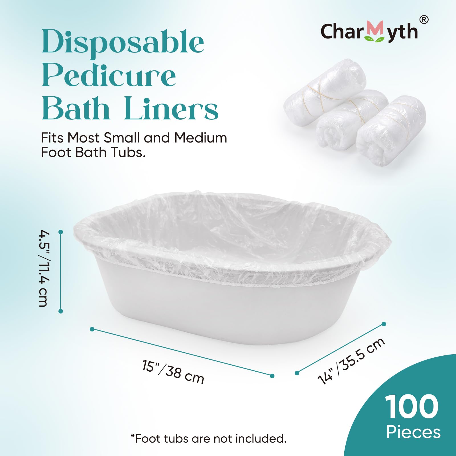 Disposable pedicure spa liners showing elastic band detail