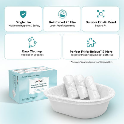 Clear plastic foot tub covers applied to a pedicure basin