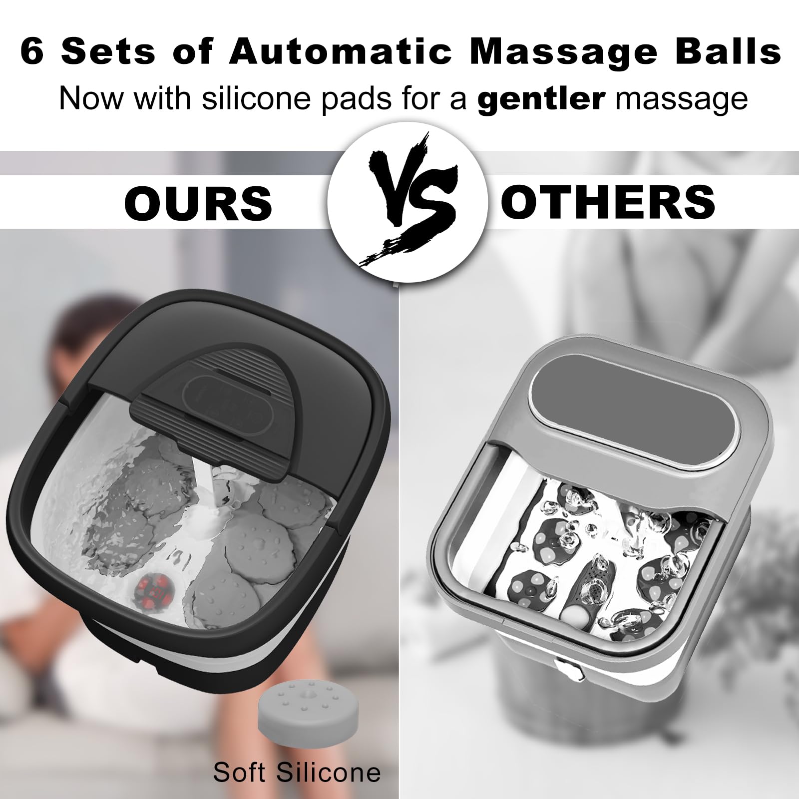 Beaumoi heated foot bath massager showing massage rollers