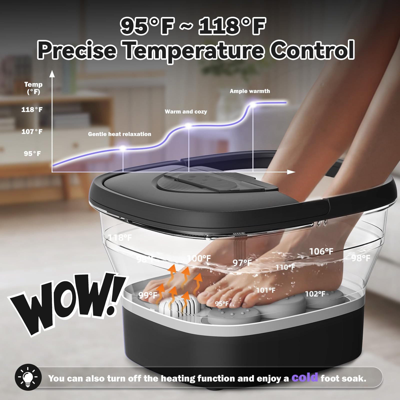 Collapsible foot spa folded for compact storage