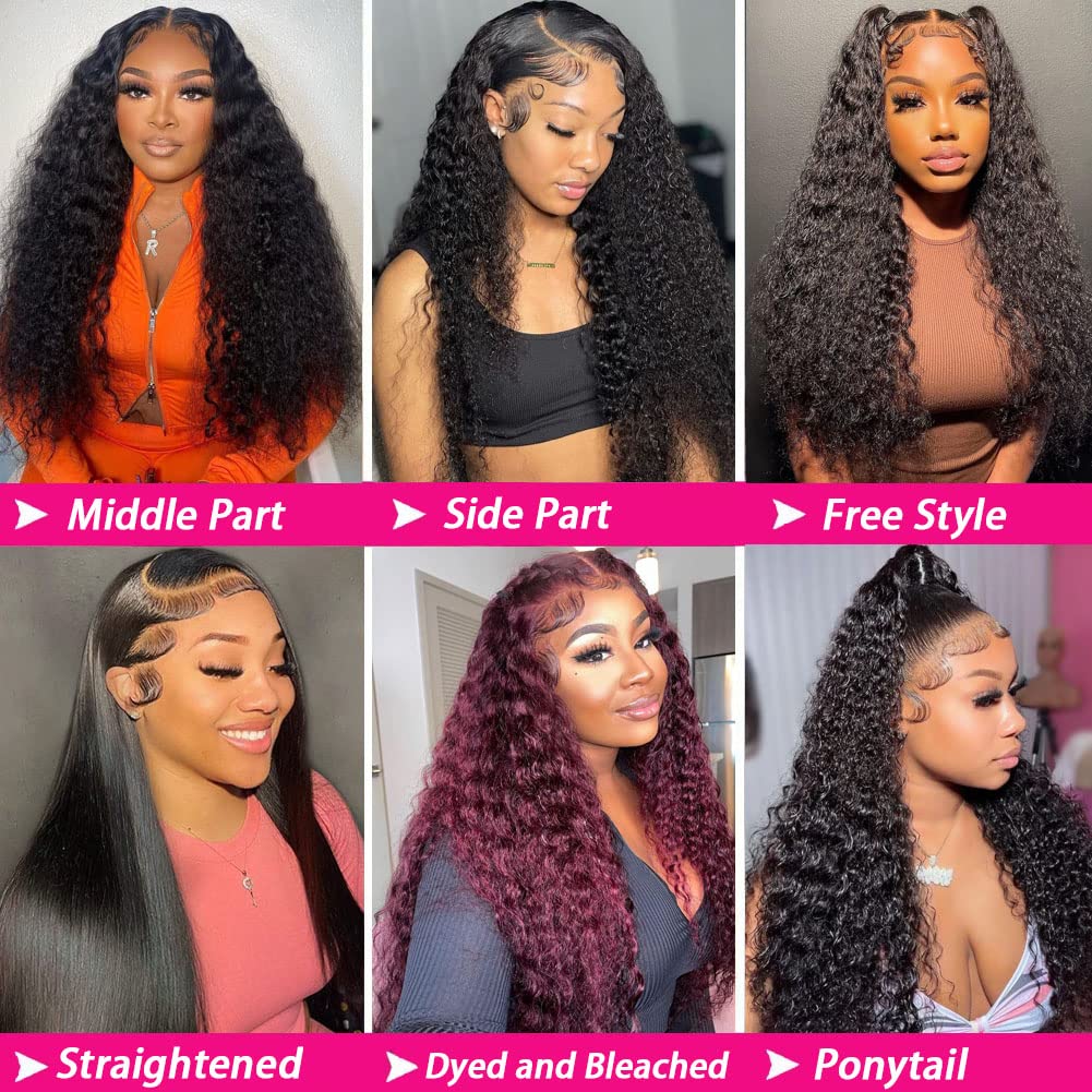 Back view of 180 percent density deep wave wig