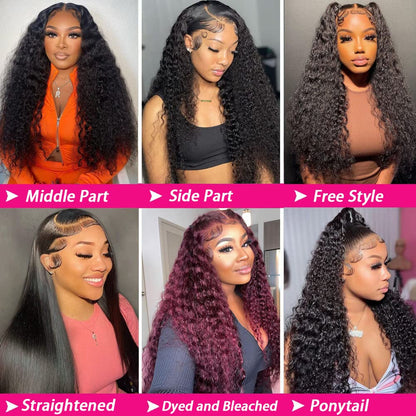 Back view of 180 percent density deep wave wig