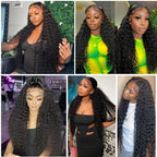 Model wearing Bangjazz 26 inch deep wave human hair wig