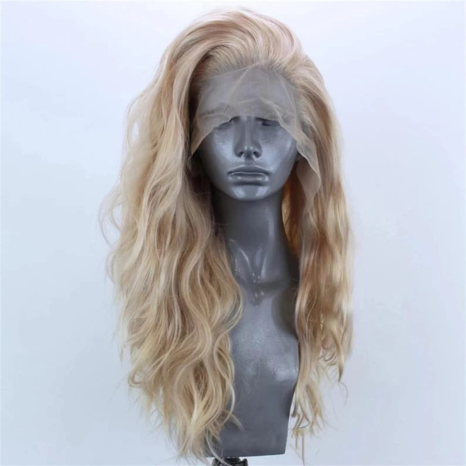 ELESTY synthetic 24 inch curly hair wig left part hairline details