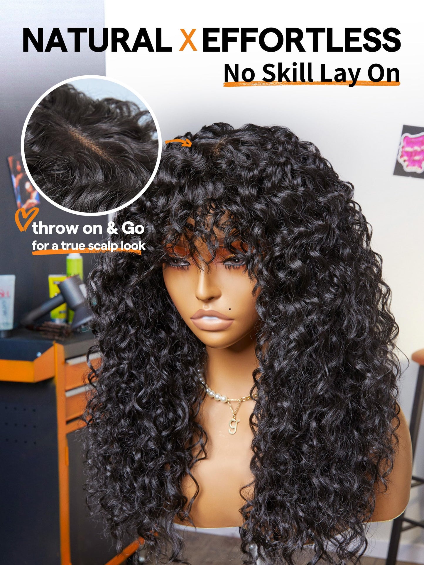 Back view of GORGIUS 10 inch shaggy haircut wig highlighting full density curl pattern distribution