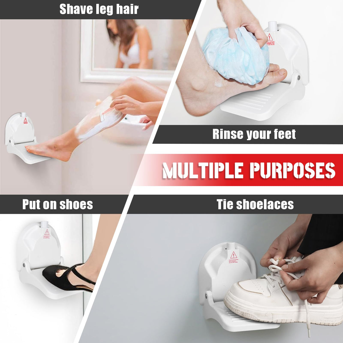 Ruppence shower foot rest in retail packaging for authentic USA import identification.