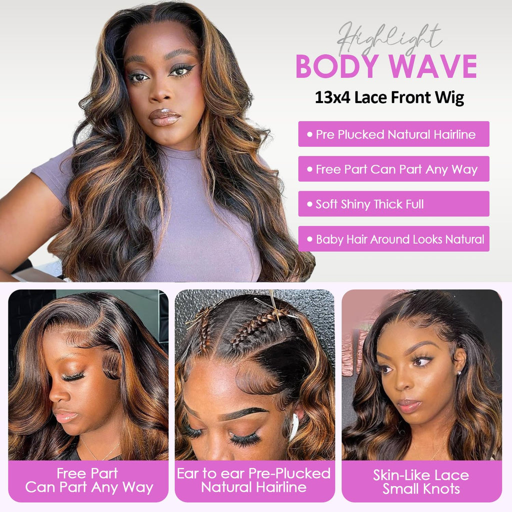 Back view showing 26 inch body wave hair texture