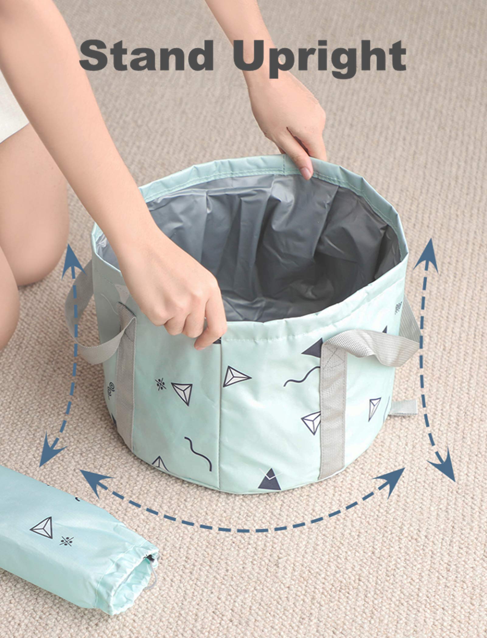 Portable water bucket with nylon carrying handles
