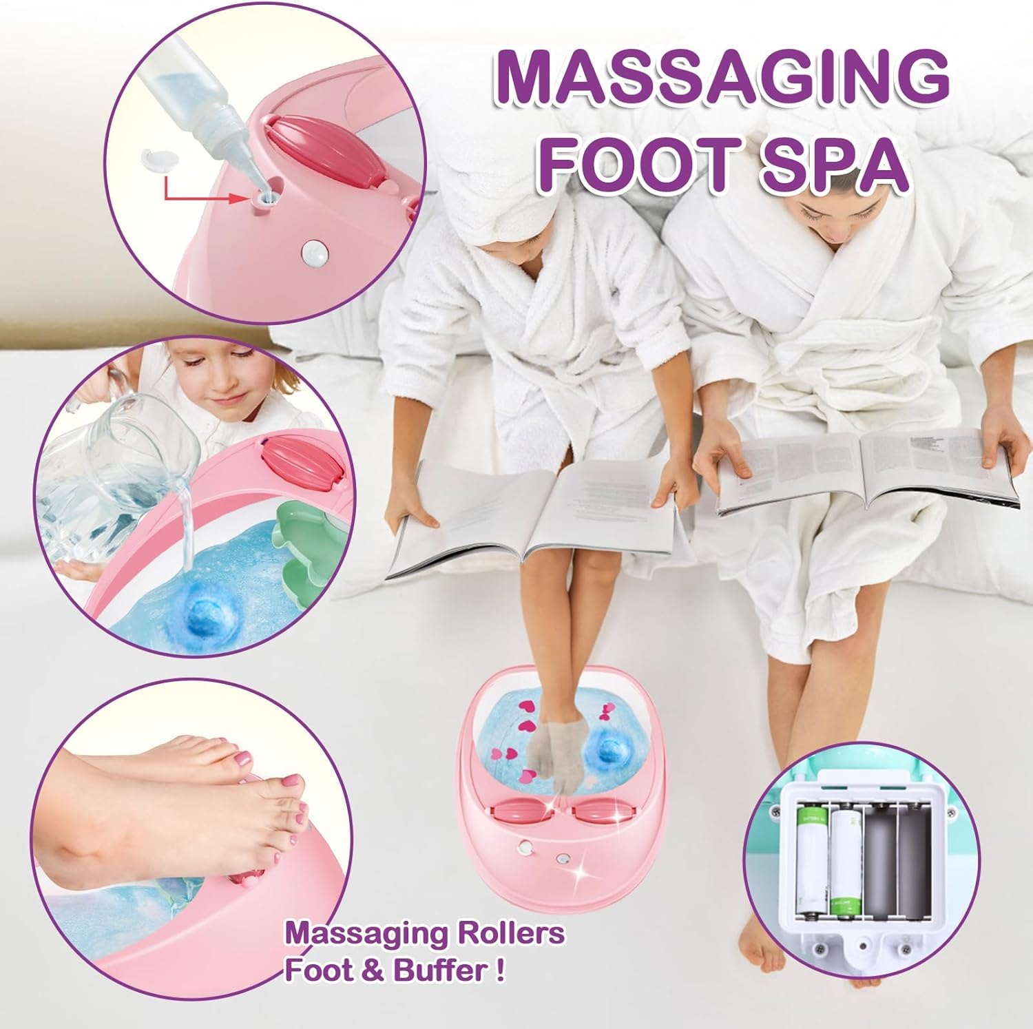 Childrens foot spa tub with nail art accessories kit