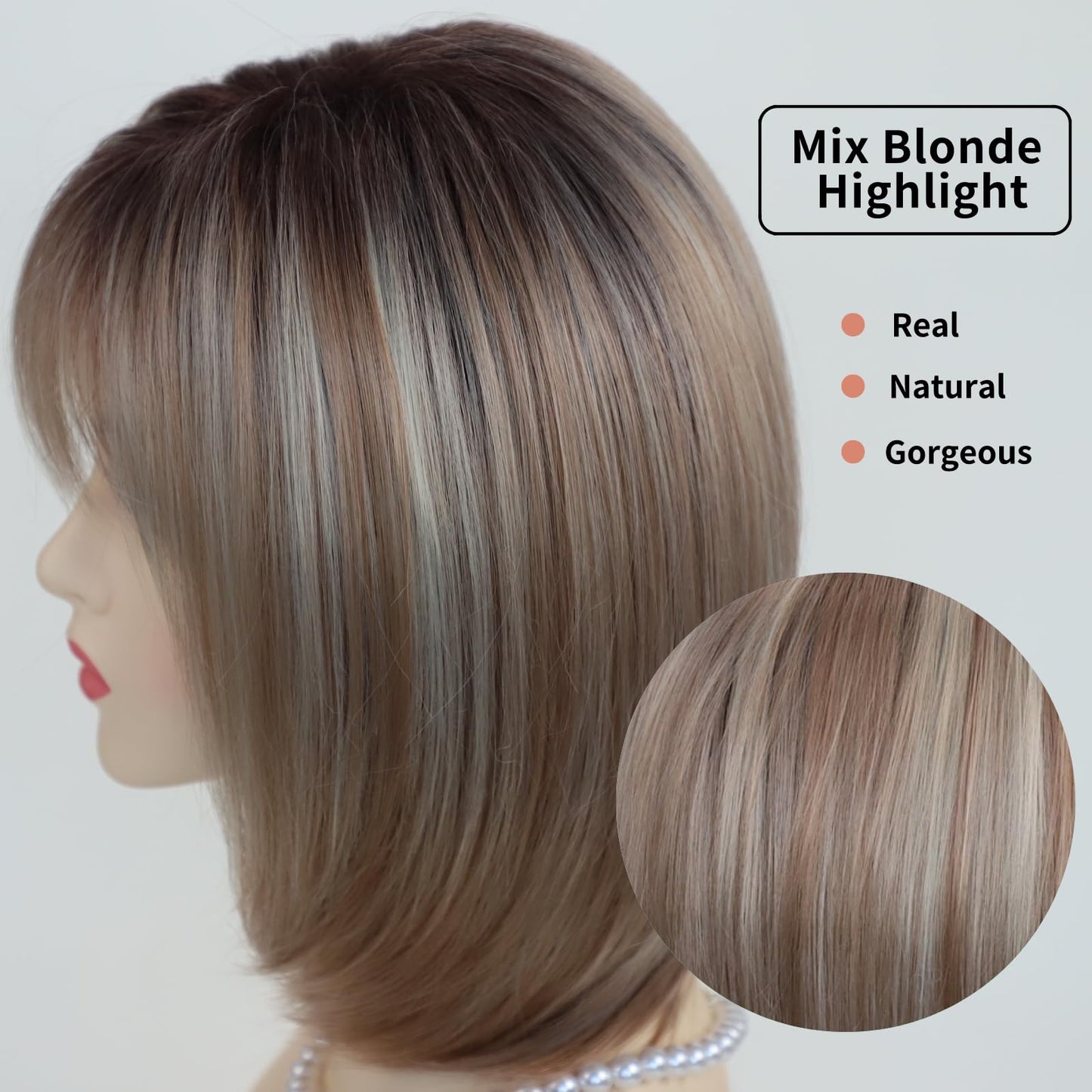 Back view of the RENERSHOW natural daily party wig showing even hair distribution and layering.