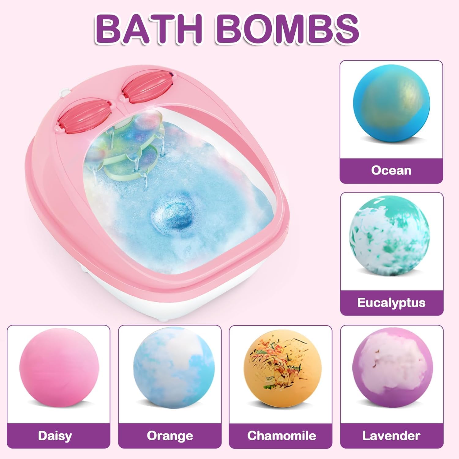 Pink foot soak tub for girls salon pretend play
