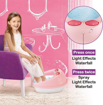 Close up of kids pedicure salon kit accessories