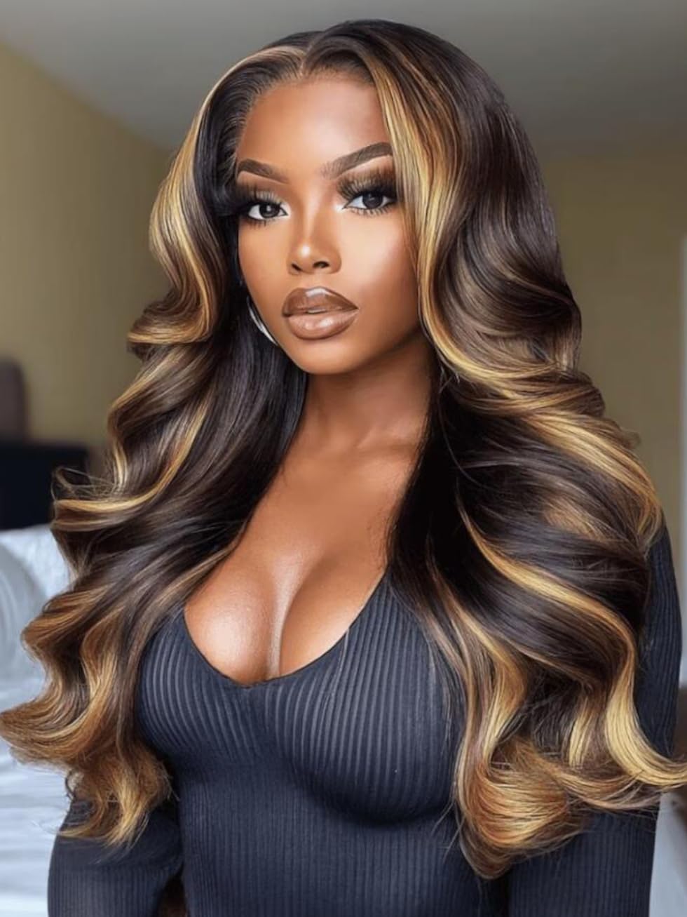 Close up view of UNICE 7x5 pre cut HD lace front showing invisible bleached knots on the hairline
