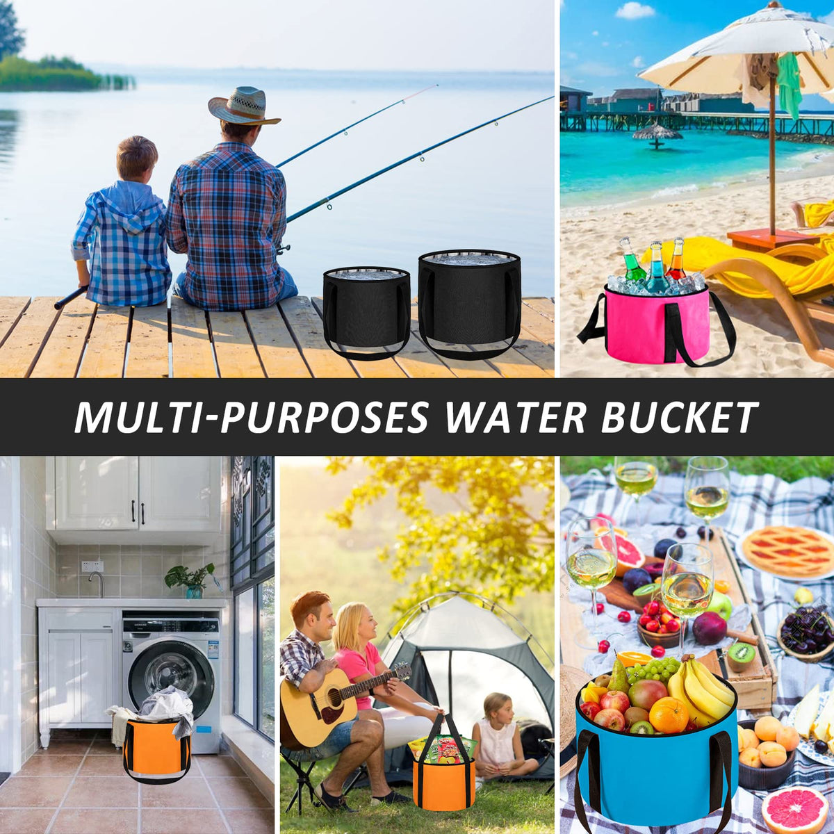 Lifestyle image of the foot soaking bucket used during outdoor camping