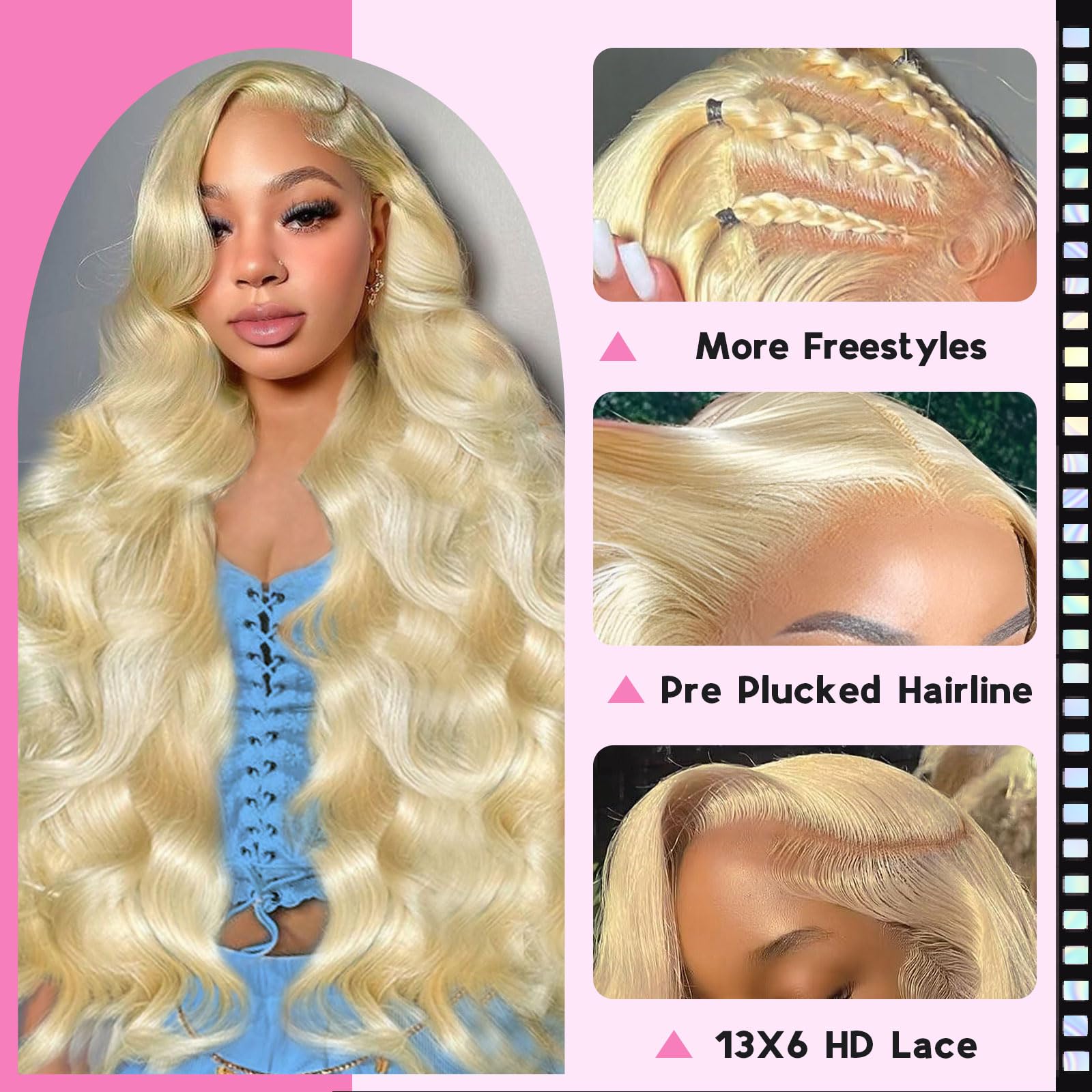 Close-up of pre-plucked hairline on the MIGURA 613 HD transparent lace frontal wig