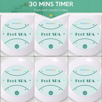 Disposable basin liners provided for hygienic foot spa use.