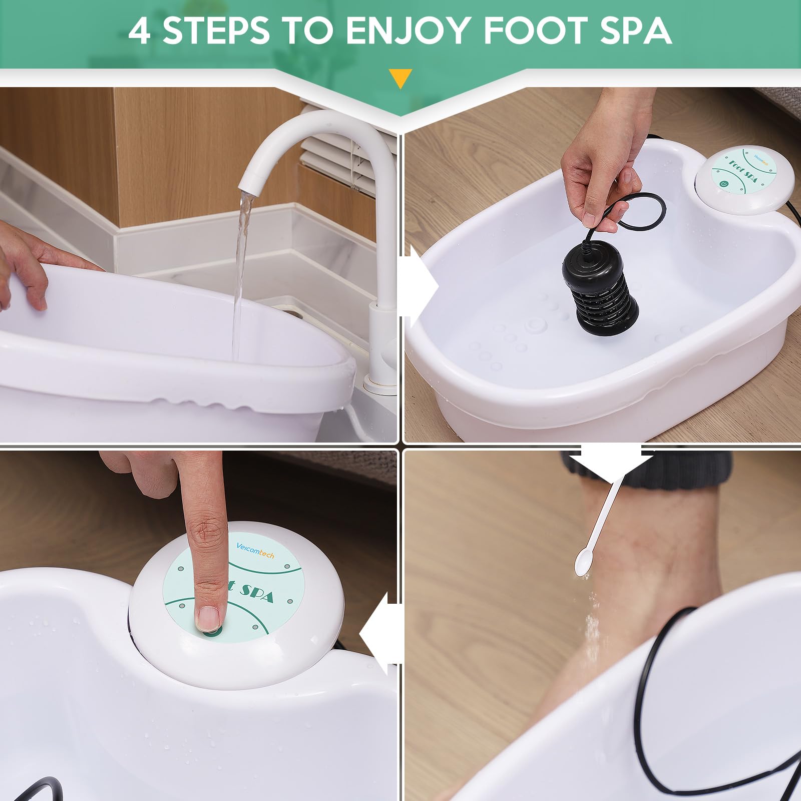 Top down view of the veicomtech ionic foot bath setup.